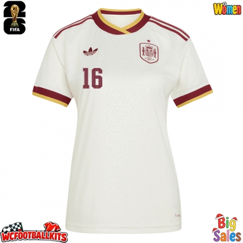 Spain Rodri Hernandez #16 Replica Away Stadium Shirt for Women World Cup 2026 Short Sleeve